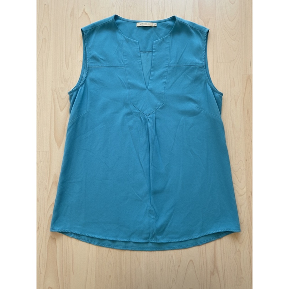 Tory Burch Womens Sleeveless Ruffle Trim Blouse Top Blue Size 4 Round Ne… - Picture 12 of 12
